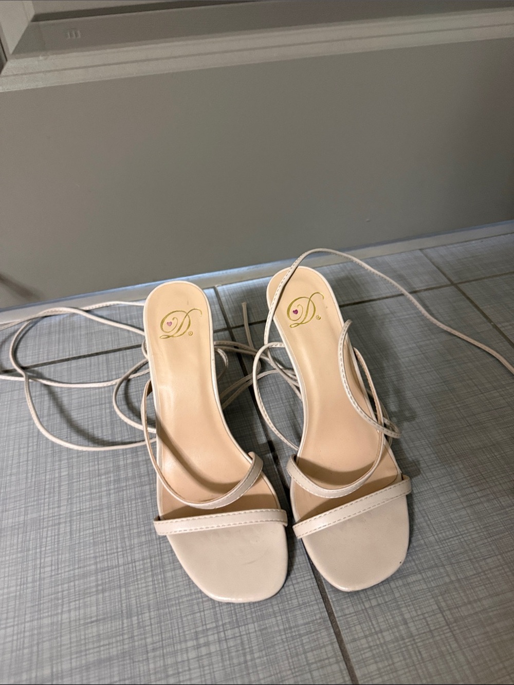 Delicious Lace-Up Strappy Sandals in Cream